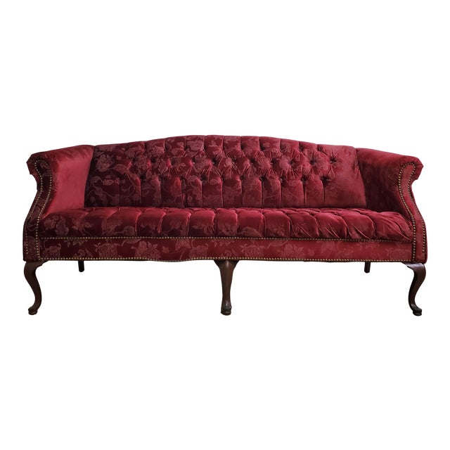 Vintage Red Velvet Chesterfield Couch Chairish
