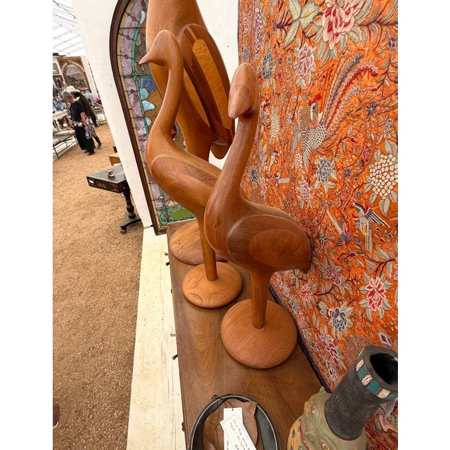 1980s 1987 Set of Three Large Carved Wood Shore Bird Sculptures by Paul LaMontagne For Sale - Image 5 of 8