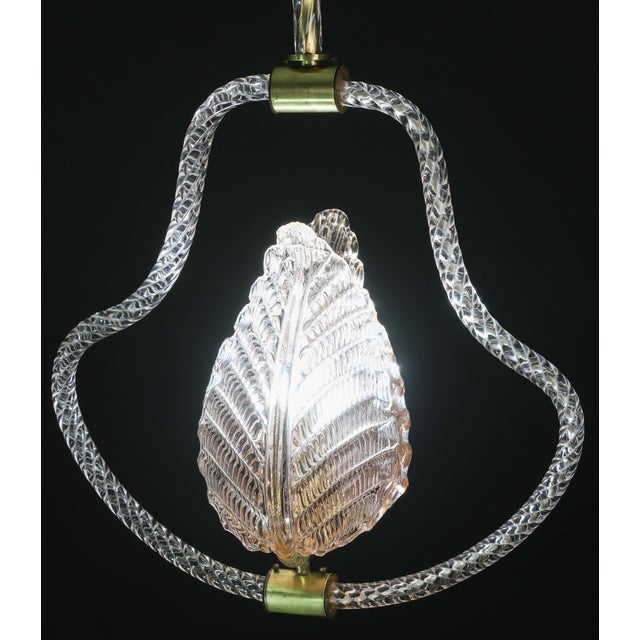 1950s Mid Century Modern Pink Leaf Murano Glass Chandelier by Barovier E Toso For Sale - Image 16 of 16