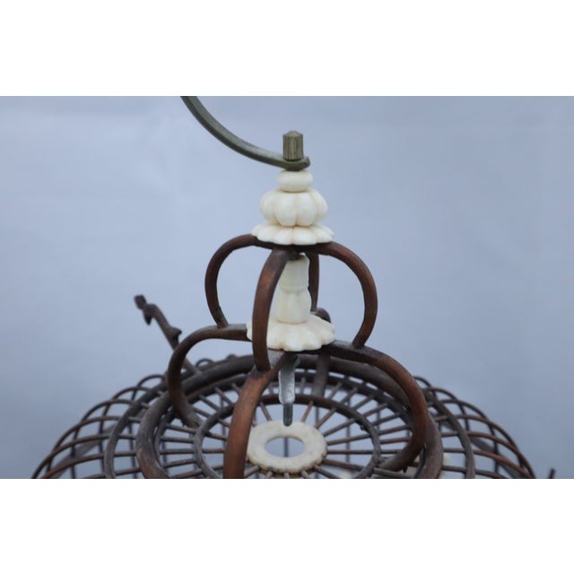 Very Sweet Chinese Wood Bird Cage Carved Tokens Pots & Porcelain Pots For Sale - Image 17 of 18