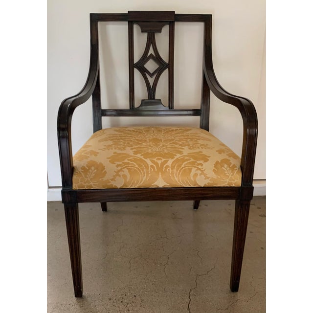 Hepplewhite Style Armchair With Fortuny Seat Cushion Fabric For Sale - Image 9 of 9