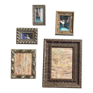 Vintage Collection of Five Miniature Picture Frames- Set of 5 For Sale