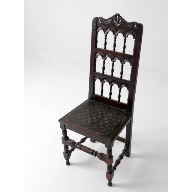 Antique Victorian Spindle Back Chair With Leather Seat For Sale - Image 12 of 16