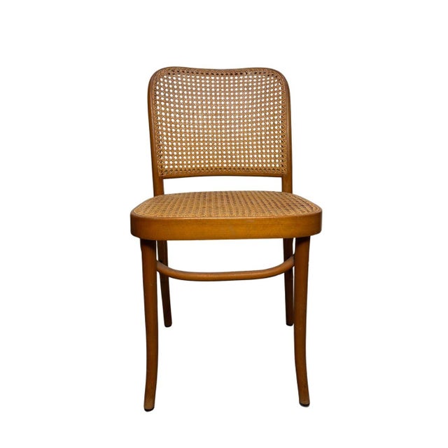 Tan Vintage Thonet No. 811 Style Prague Bentwood & Cane Dining Chairs, Set of 4, C. 1960s–1980s For Sale - Image 8 of 18