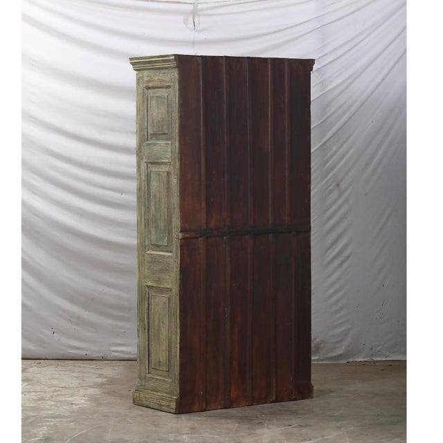 Armoire Constructed From Vintage Indian Painted Teakwood Carved Doors and Elements For Sale - Image 4 of 6