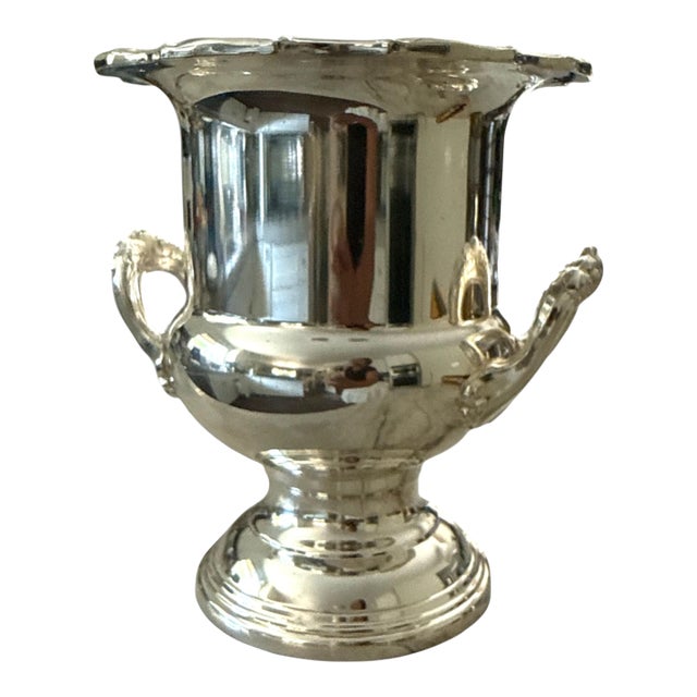 Vintage Leonard Silverplate Champagne Bucket Wine Cooler With Rococo Scroll Handles - 10” Tall For Sale