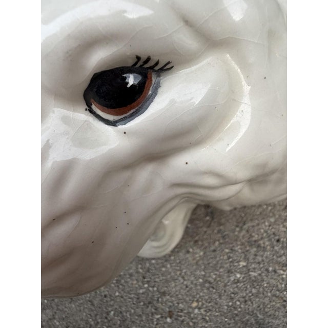 Pair Vintage Ceramic Roaring Tiger Bear Head Planters MCM Hollywood Regency For Sale - Image 10 of 15