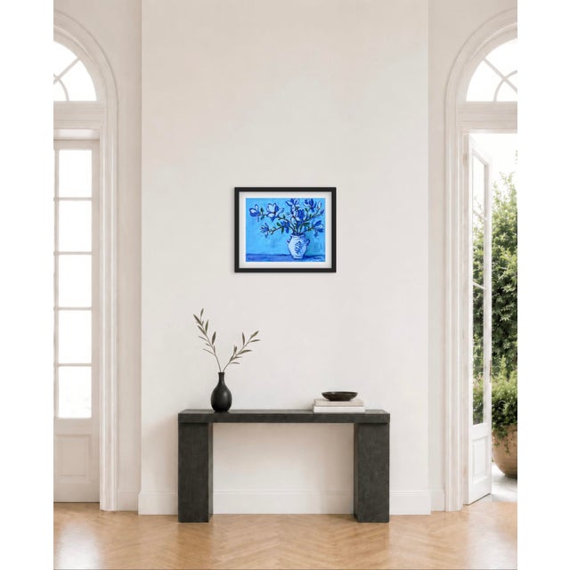 2020s Blue Magnolia - Modern Floral Oil Painting Original Art For Sale - Image 5 of 8