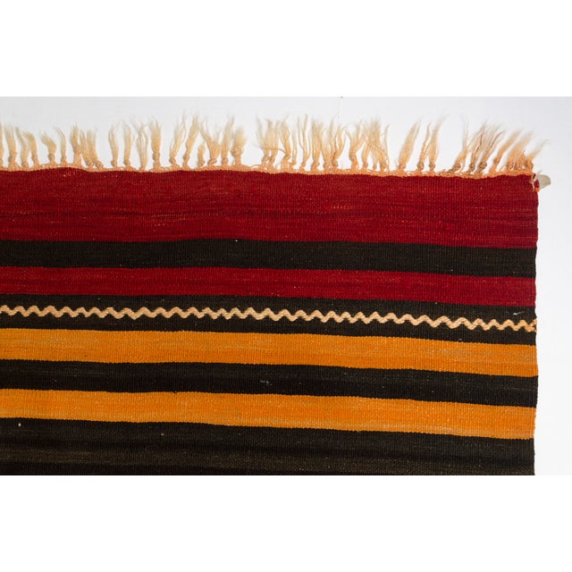 Orange Vintage Tribal Stripe Kilim Rug For Sale - Image 8 of 10