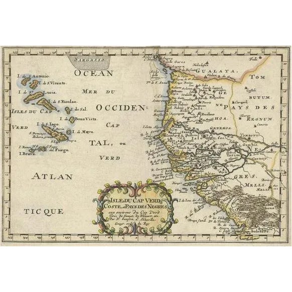 Antique Map of the Coast of Africa and the Cape Verde Islands, 1680 For Sale - Image 5 of 5