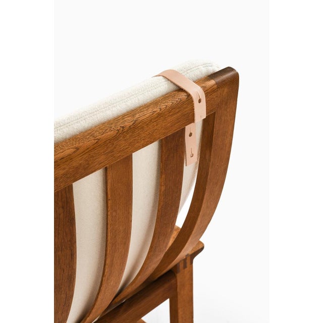 Easy Chairs and Ottomans in Oak and Brass attributed to Børge Mogensen, 1950s, Set of 4 For Sale - Image 9 of 11