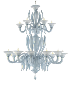 Venetian Azure Style Murano Glass Chandelier with Leaves by Simoeng