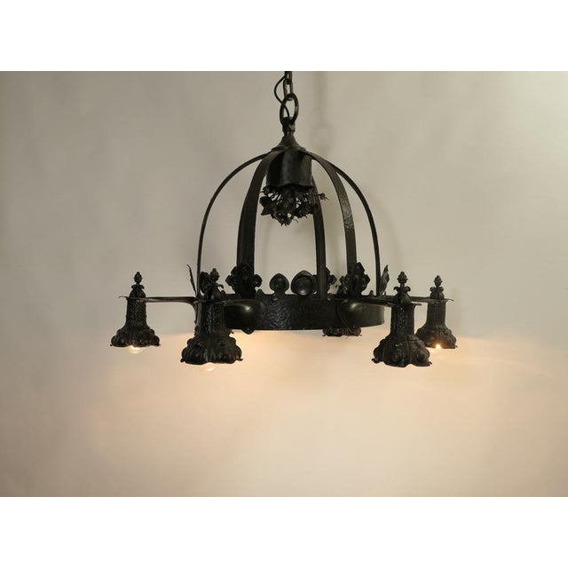 Viennese Wrought Iron Chandelier, Austria, 1900s For Sale - Image 4 of 18