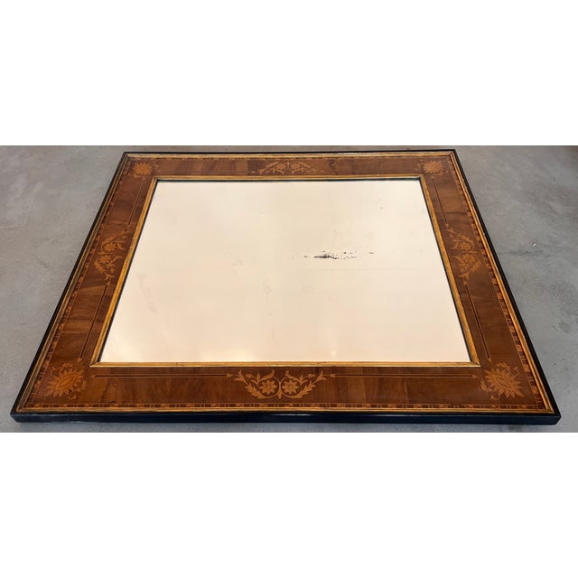 19th Antique Marquetry Inlaid Mahogany Mirror For Sale - Image 4 of 7