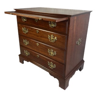 Vintage Pennsylvania House Chippendale Style Cherry Wood Bachelor Chest of Drawers With Slide Out Desk Top For Sale