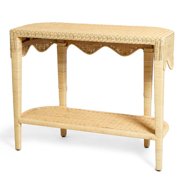 Sally Natural Scalloped Rattan Console For Sale - Image 4 of 9