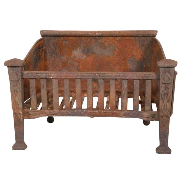 Vintage Arts and Crafts Cast Iron Fireplace Grate For Sale In New York - Image 6 of 12