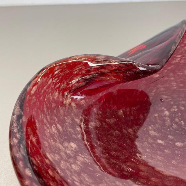 Red Murano Glass Shell Bowl with Gold Dust, Italy, 1970s For Sale - Image 9 of 18