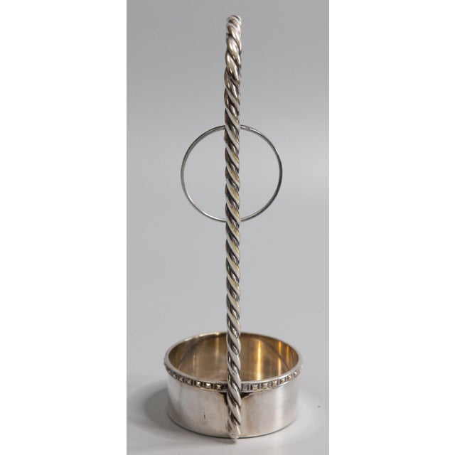 Mid 20th Century Vintage Italian Silver Plate Wine Bottle Caddy Holder Server For Sale - Image 5 of 7