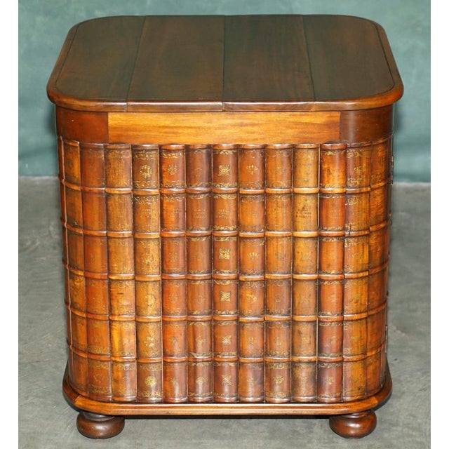 Brown Faux Book Fronted Hardwood Library Side Cabinets by Theodore Alexander, Set of 2 For Sale - Image 8 of 18