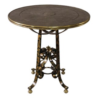 Maitland Smith Wrought Iron Metal Top Side Table For Sale