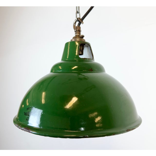 Green Industrial Green Enamel Factory Pendant Lamp from Maxlume, 1960s For Sale - Image 8 of 18