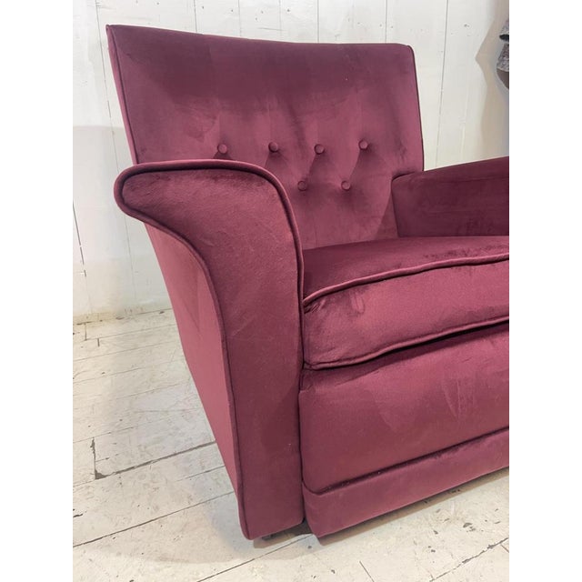 Vintage Lounge Chair in Purple Velvet, 1952 For Sale - Image 6 of 13