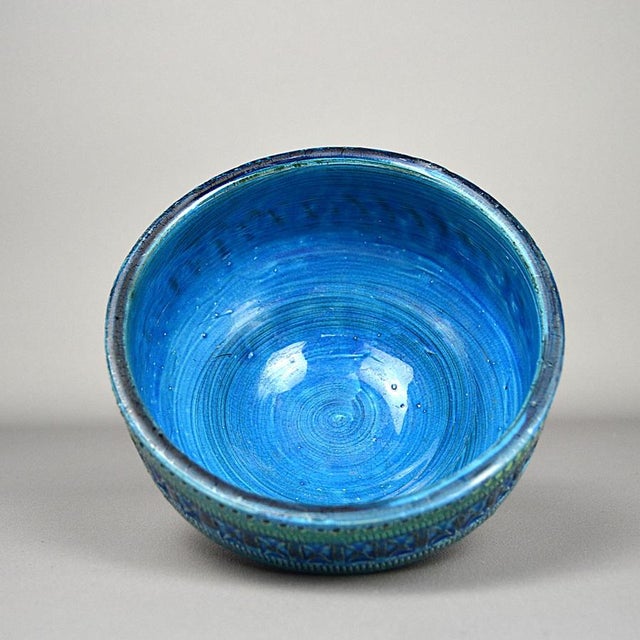 Blue Rimini Blu Glazed Ceramic Footed Centerpiece Bowl by Aldo Londi by Bitossi, 1950s For Sale - Image 8 of 13
