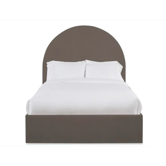 Casa Cosima Poppy Queen Bedframe, Mushroom Velvet For Sale - Image 4 of 4