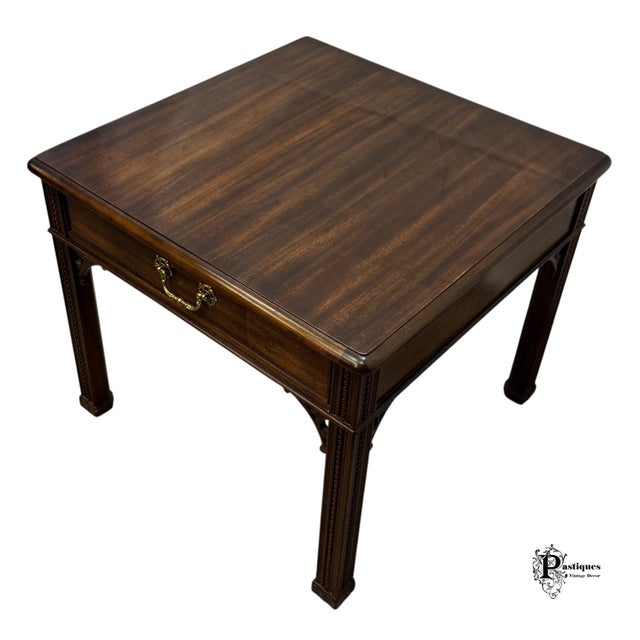 American Vintage Henredon Chippendale Style Mahogany Side Table For Sale - Image 3 of 12