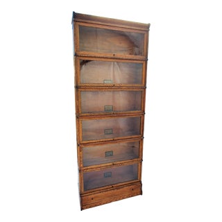 Antique Tall Globe Wernicke Quarter Sawn Oak Barrister Lawyer Bookcase 6 Stacks 1910s For Sale