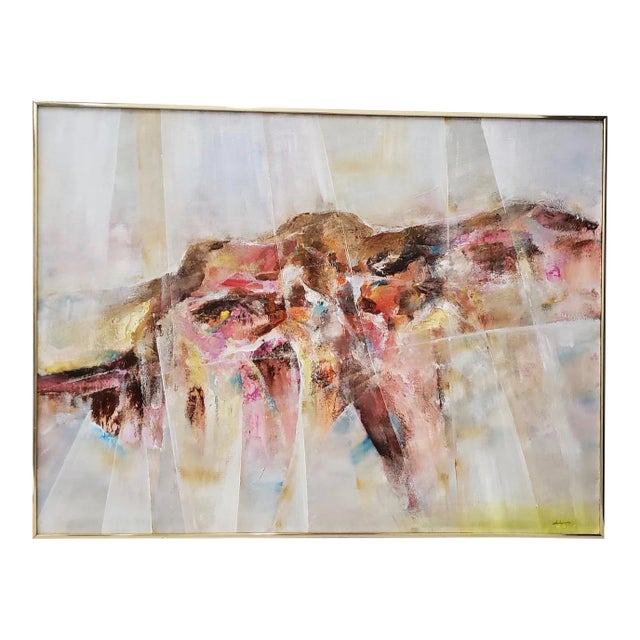 Vintage Mid Modern Abstract Painting by Sakamoto C.1970s For Sale