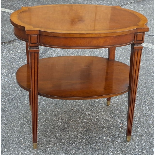Wood Late 20th Century Regency Style Banded Mahogany Two-Tier Side Table For Sale - Image 7 of 10