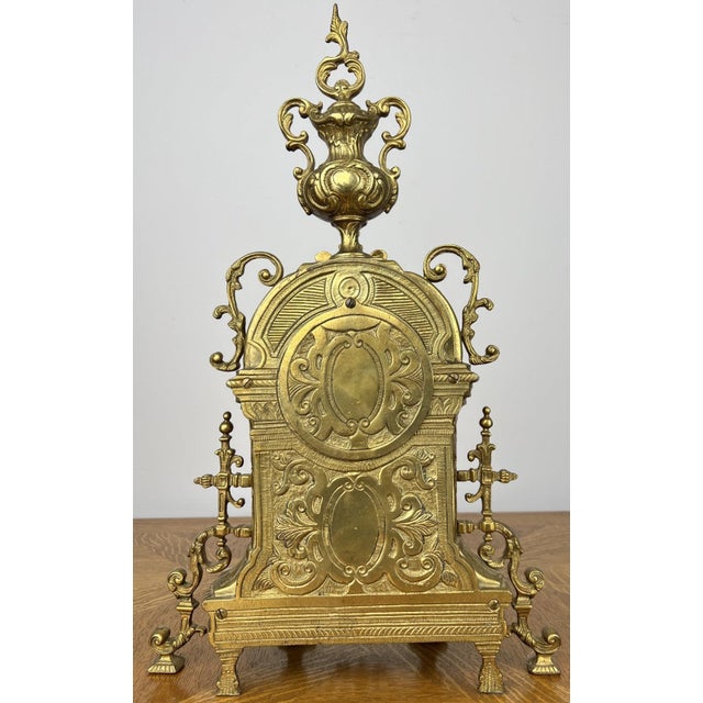 Vintage Style Brass Ornate Mantel Clock For Sale - Image 13 of 17