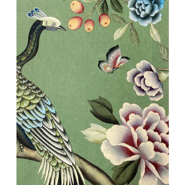 1： Commodity: 18th-Century Style Chinoiserie Scenic Wallpaper - 10-Panel Panoramic Set (Sold Per Panel), Classic Green...