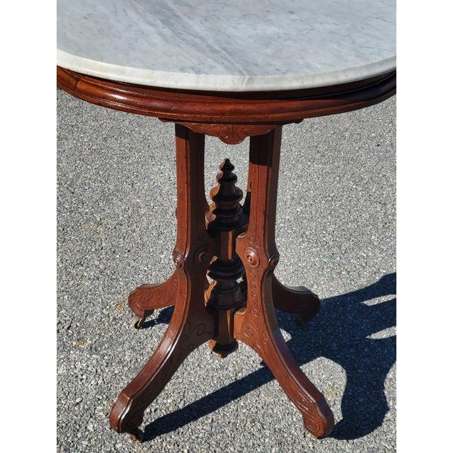 19th Century American Victorian Marble Side Table For Sale - Image 10 of 18