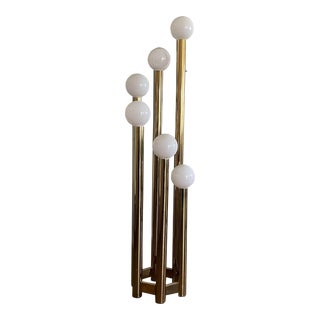 1970s Postmodern Brass Sonneman Style Orb Floor Lamp For Sale