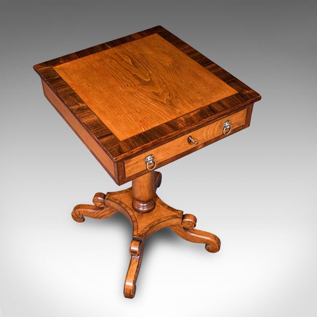 Vintage Regency Revival Side Table, English, Oak, Walnut, Accent, End, Art Deco For Sale - Image 6 of 12