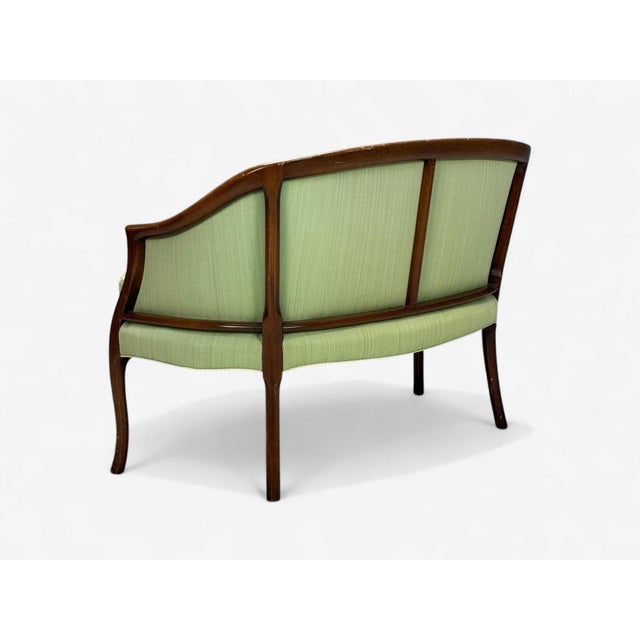 Wood Georgian, Mahogany, Fabric, Settee, Usa, 1990s For Sale - Image 7 of 9