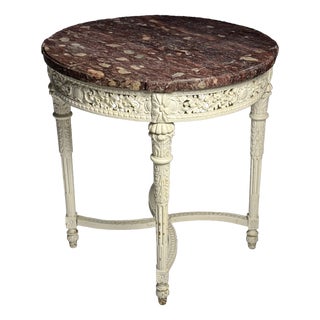 Gueridon Coffee Table with Red Marble Top, 19th Century For Sale