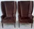 Pair Custom Mogul Los Angeles Espresso-Brown Velvet High-Back Wing Chairs with Ebonized Neoclassical Legs Monumental in...