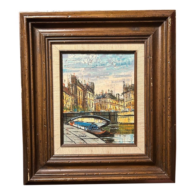1970s Giacomo Linari, Paris Cityscape Painting, Mid Century, Framed For Sale