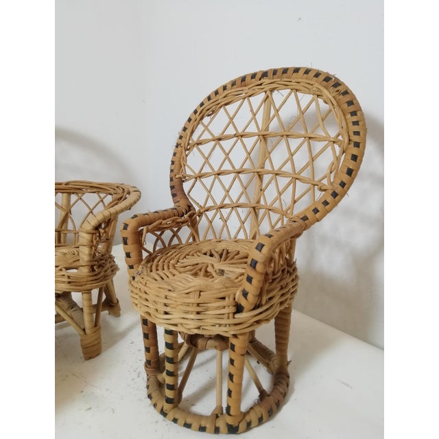 Vintage Italian Wicker Living Room Set Models, 1950s, Set of 4 For Sale - Image 6 of 10