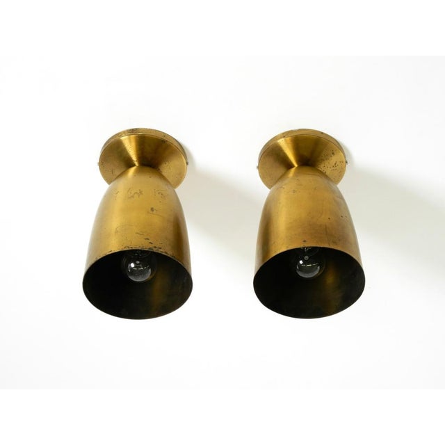 Large Mid-Century Modern Brass Ceiling Lamps, 1950s, Set of 2 For Sale - Image 4 of 15