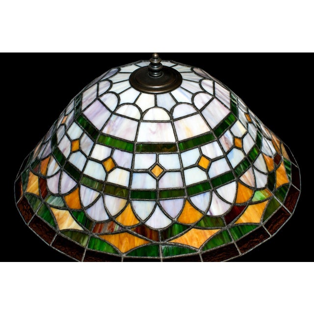 Antique Tiffany Style Lamp Shade Glass Large 13.5" Excellent For Sale - Image 9 of 12