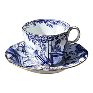 Early 1900s Royal Crown Derby Blue Mikado Tea Cup and Saucer