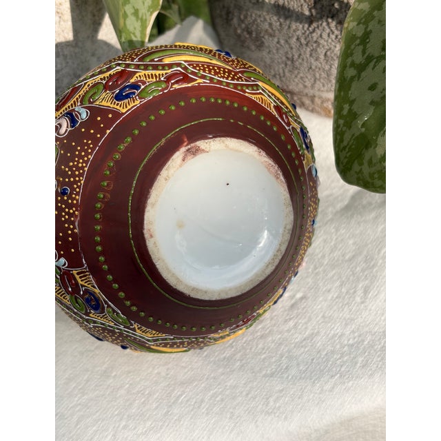 Satsuma Moriage Style Enameled Wine Pitcher For Sale - Image 4 of 8