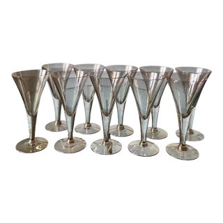 Vintage Dorothy Thorpe Gold Fleck Small Trumpet Cocktail Glasses - Set of 10 For Sale