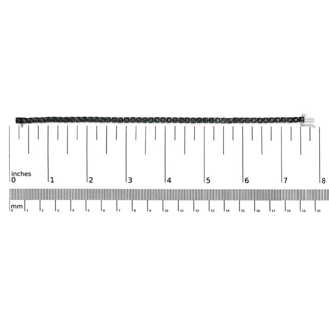 Black Rhodium Plated .925 Sterling Silver 1.0 Cttw Diamond Miracle Tennis Bracelet (Enhanced Blue Color, I3 Clarity) - 7" For Sale In New York - Image 6 of 6