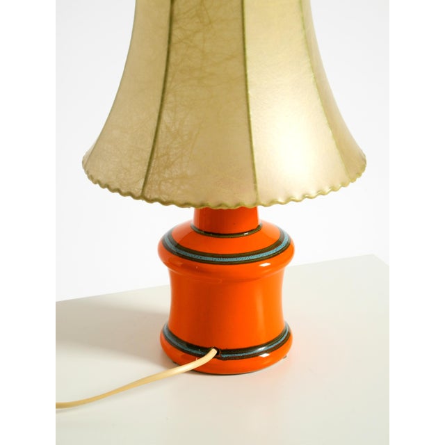 1960s Orange Ceramic Table Lamp with Cocoon Shade | Made in Italy For Sale - Image 10 of 18